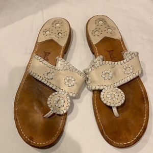 Jack Rogers USA Jacks Sandals Size 7 cream and white leather